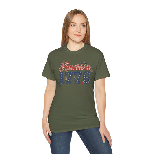 America 1776 Patriotic T-Shirt — Fourth of July USA Stars & Stripes Tee