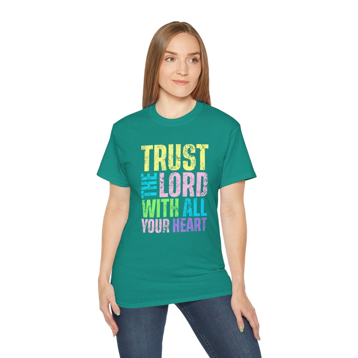 Christian T-Shirt - "Trust the Lord With All Your Heart" Colorful Faith Tee