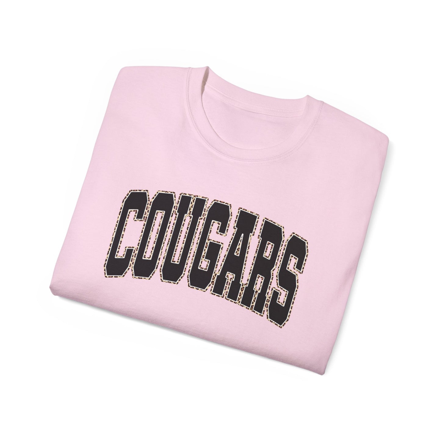 Cougars Arch Logo Tee Leopard Print Outline— Vintage Collegiate Graphic T-Shirt