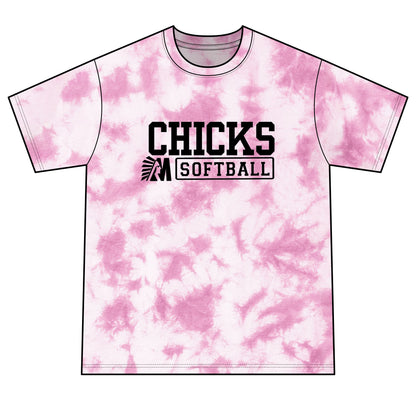 Softball Chicks Tie-Dye T-Shirt — Lime Crystal Dye