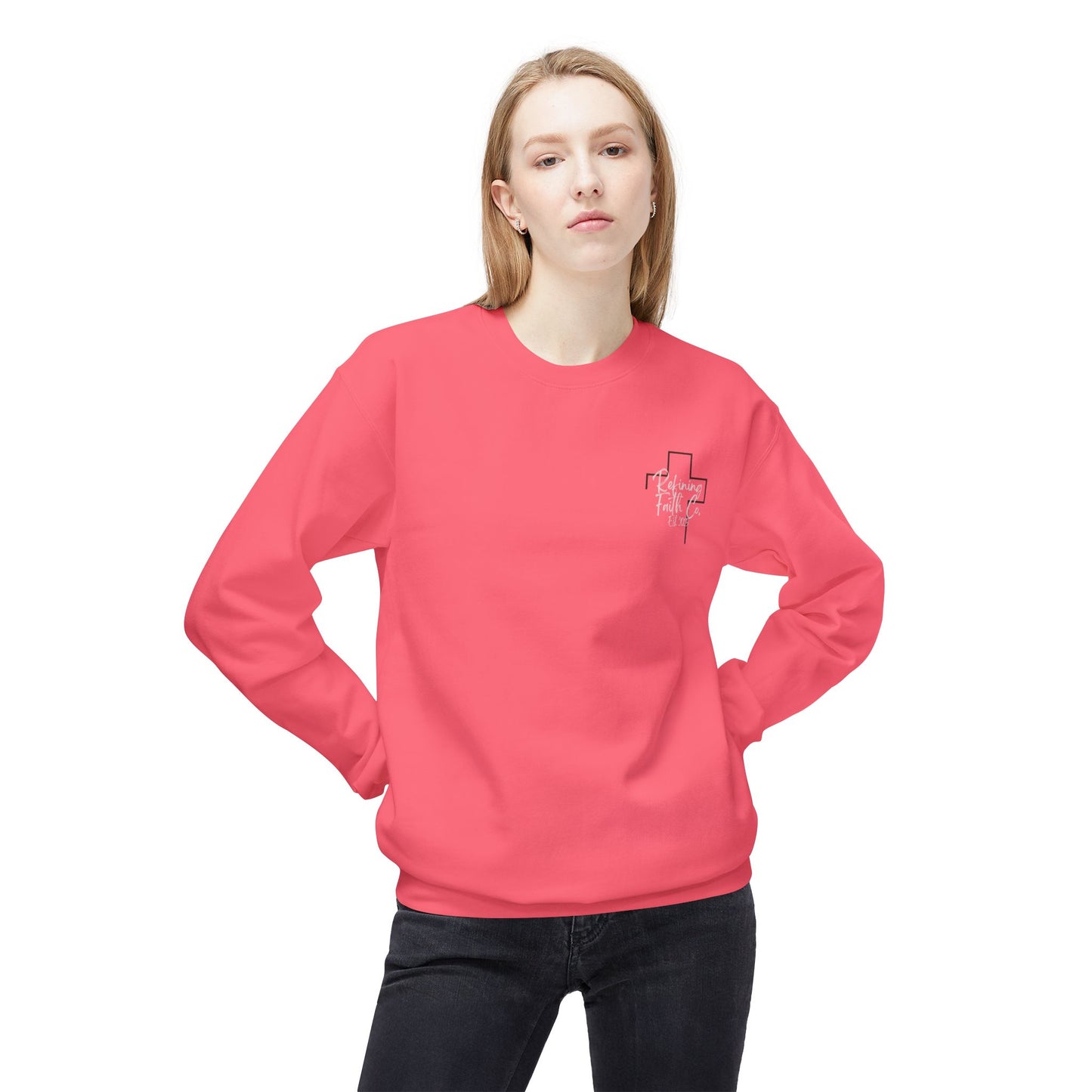 Christian Sweatshirt — Jesus Carrying Cross Crewneck (Faith Over Fear)
