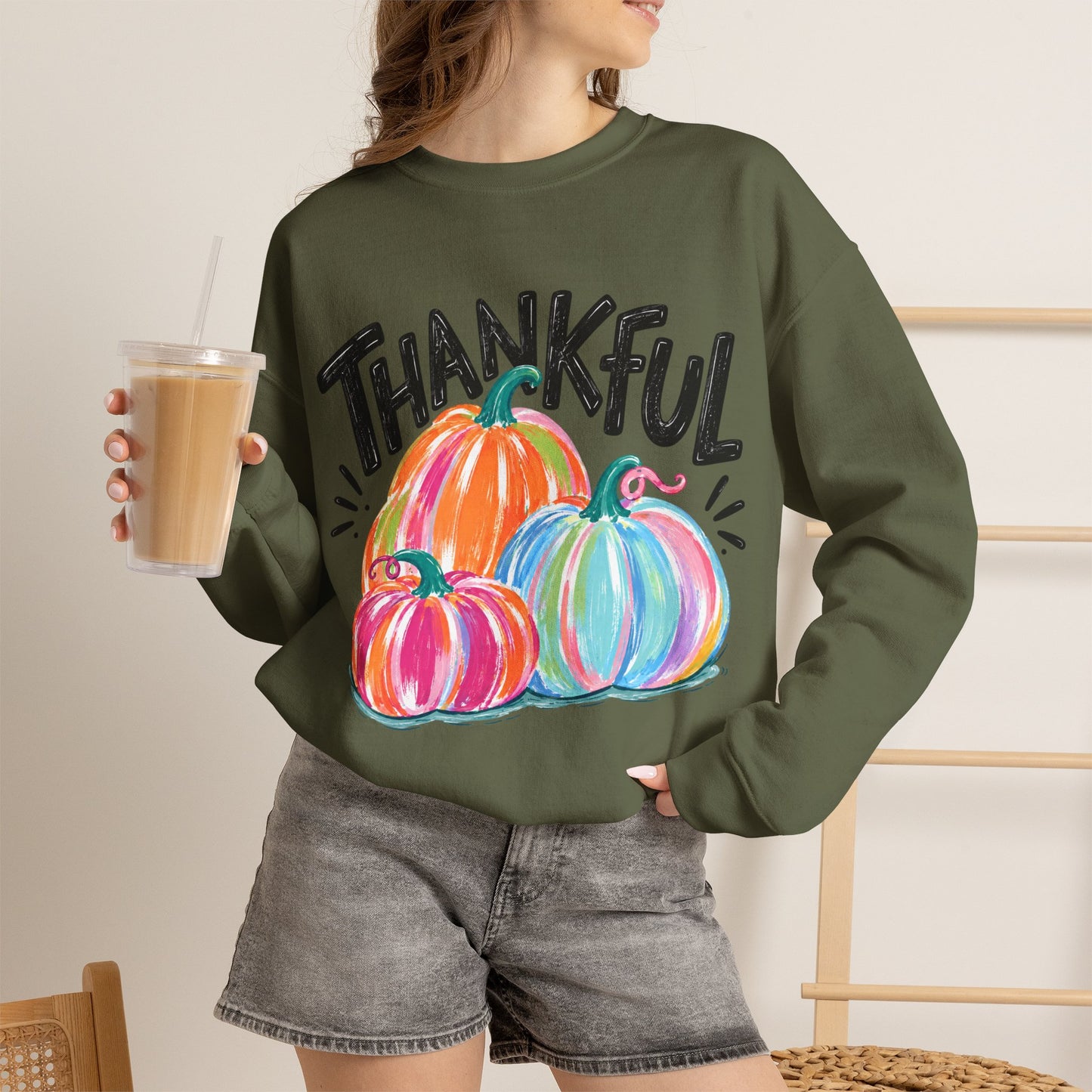 GILDAN - Thankful Pumpkin Crewneck Sweatshirt