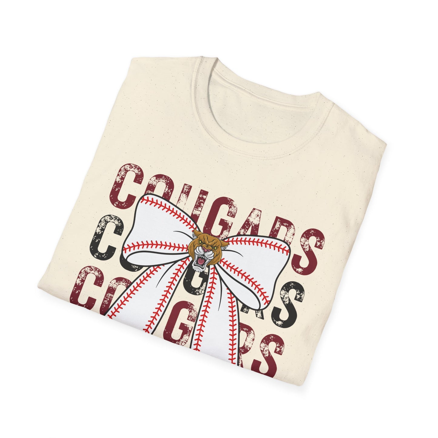 GILDAN - Cougars Bow Baseball T-Shirt — Cheer Team Spirit Tee