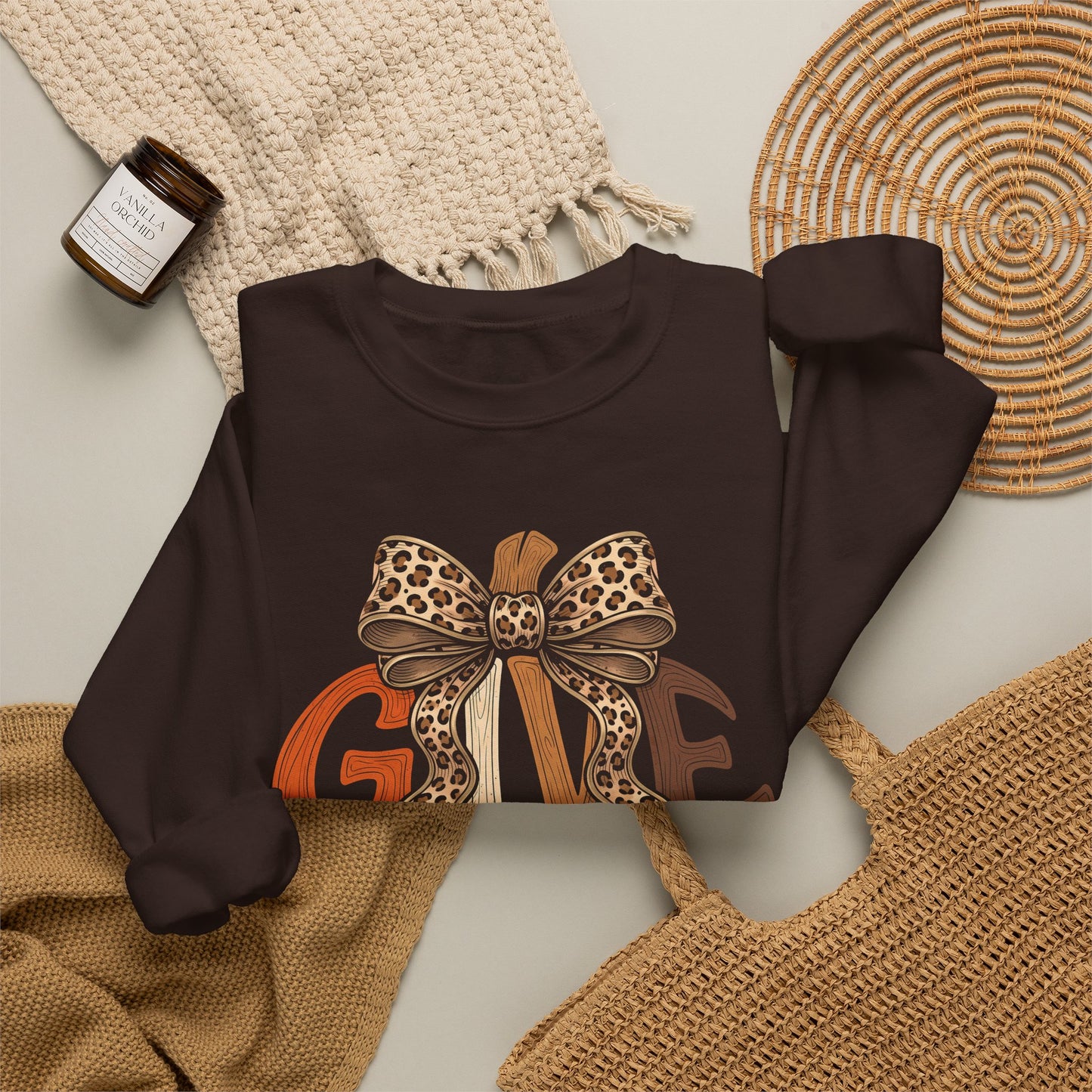 GILDAN - Give Thanks Thanksgiving Bow Sweatshirt