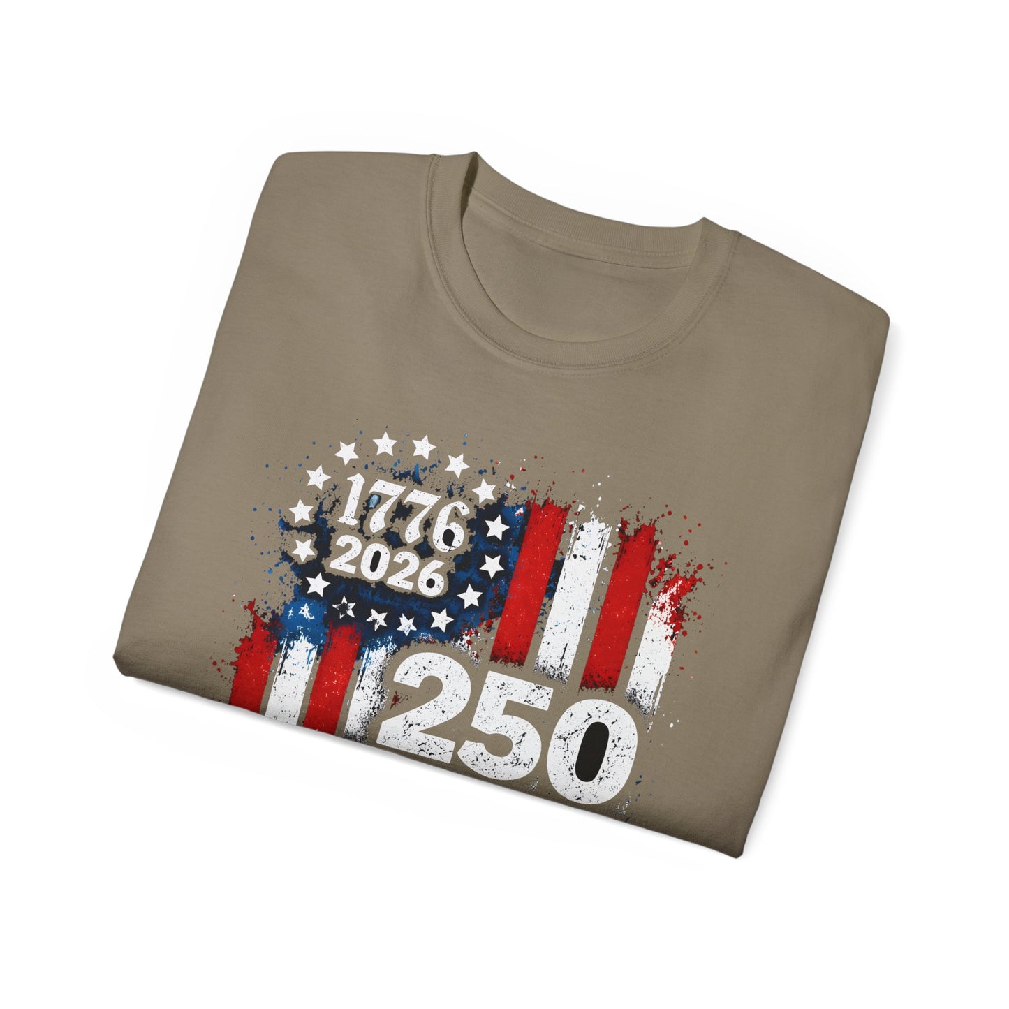GILDAN - 250 Years American Flag T-Shirt — 1776–2026 Patriotic Independence Day Tee