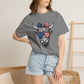 COMFORT COLORS - Patriotic Highland Cow T-Shirt — American Flag Heart Sunglasses