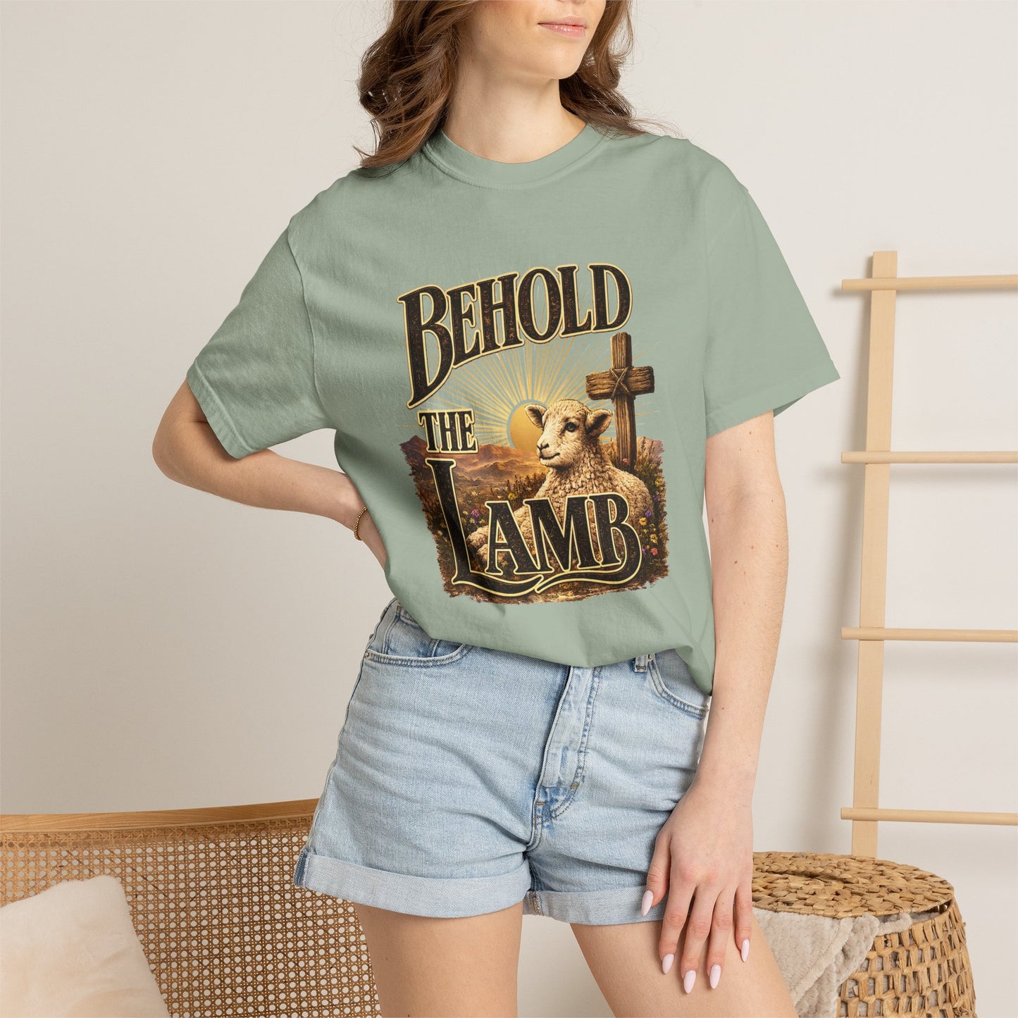 COMFORT COLORS - Behold The Lamb Christian T-Shirt — Religious Easter Faith Tee