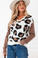 Jet Stream Leopard Print Color Block Patchwork Sleeve V Neck Sweater