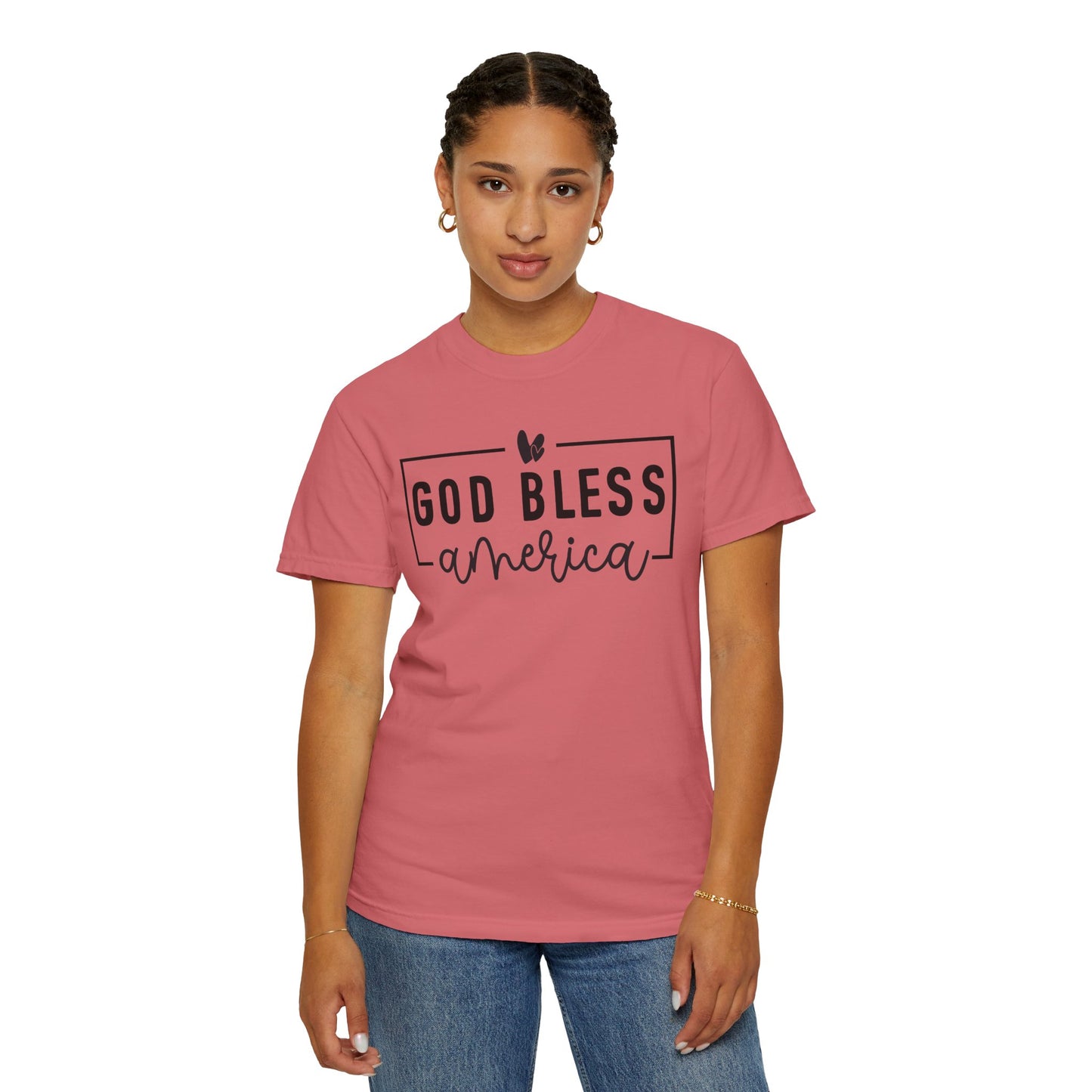 COMFORT COLORS - God Bless America T-Shirt — Patriotic Script Tee