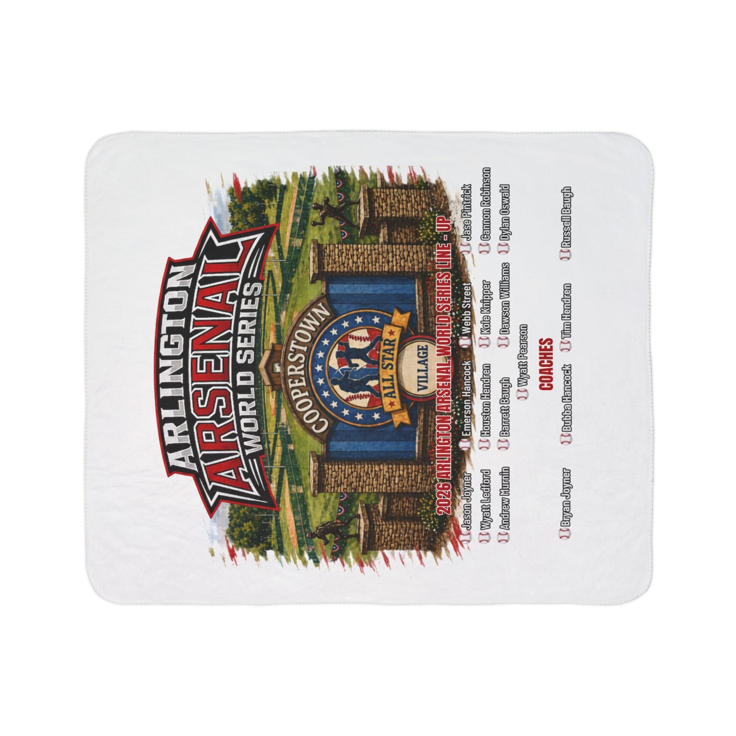 Arlington Arsenal World Series Sherpa Fleece Blanket — Cooperstown All-Star Team Throw