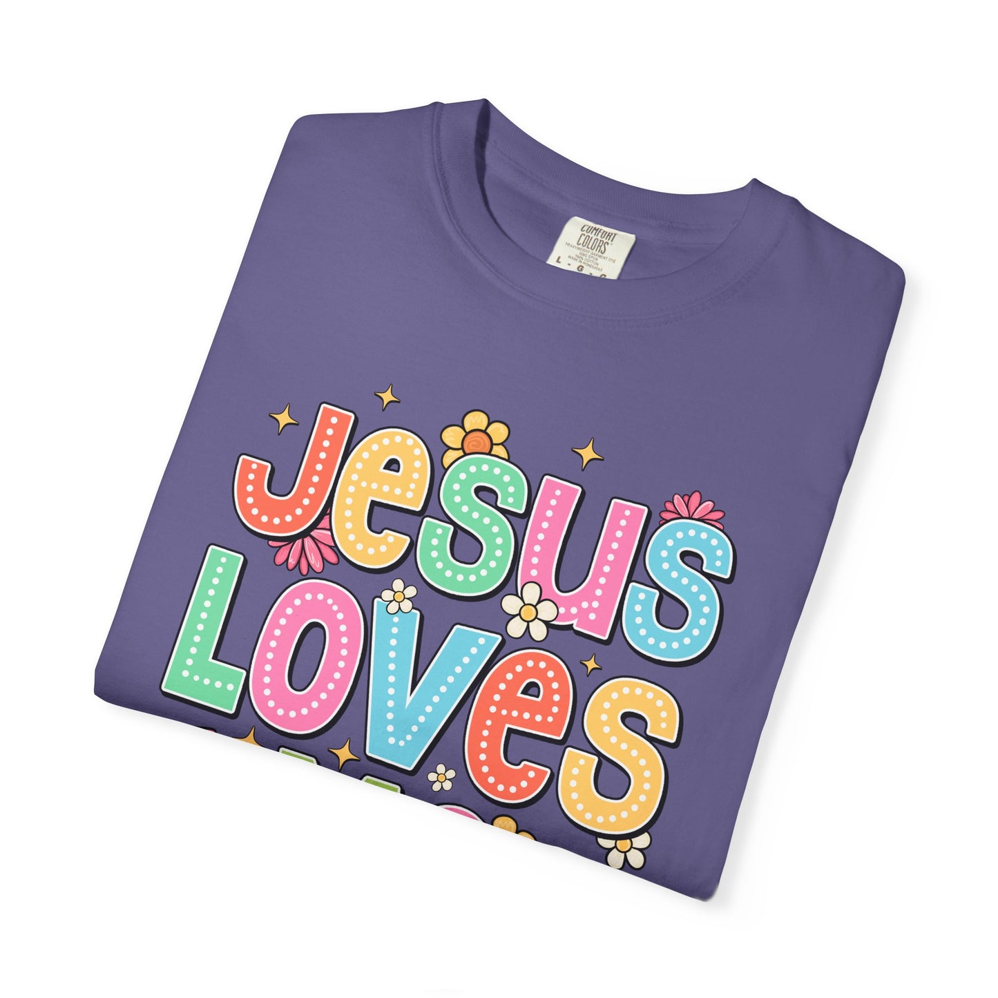 COMFORT COLORS - Jesus Loves Me T-Shirt — Colorful Retro Kids/Youth Faith Tee