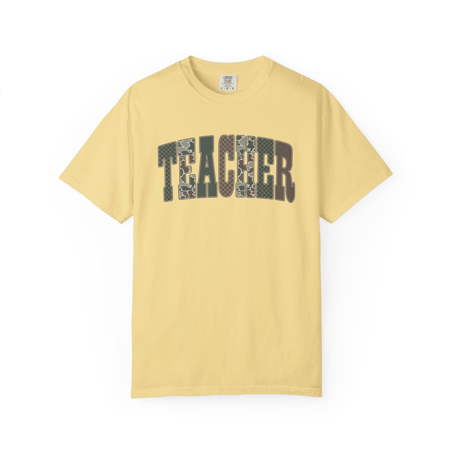 COMFORT COLORS - Teacher Graphic T-Shirt — Floral Pattern "TEACHER" Tee