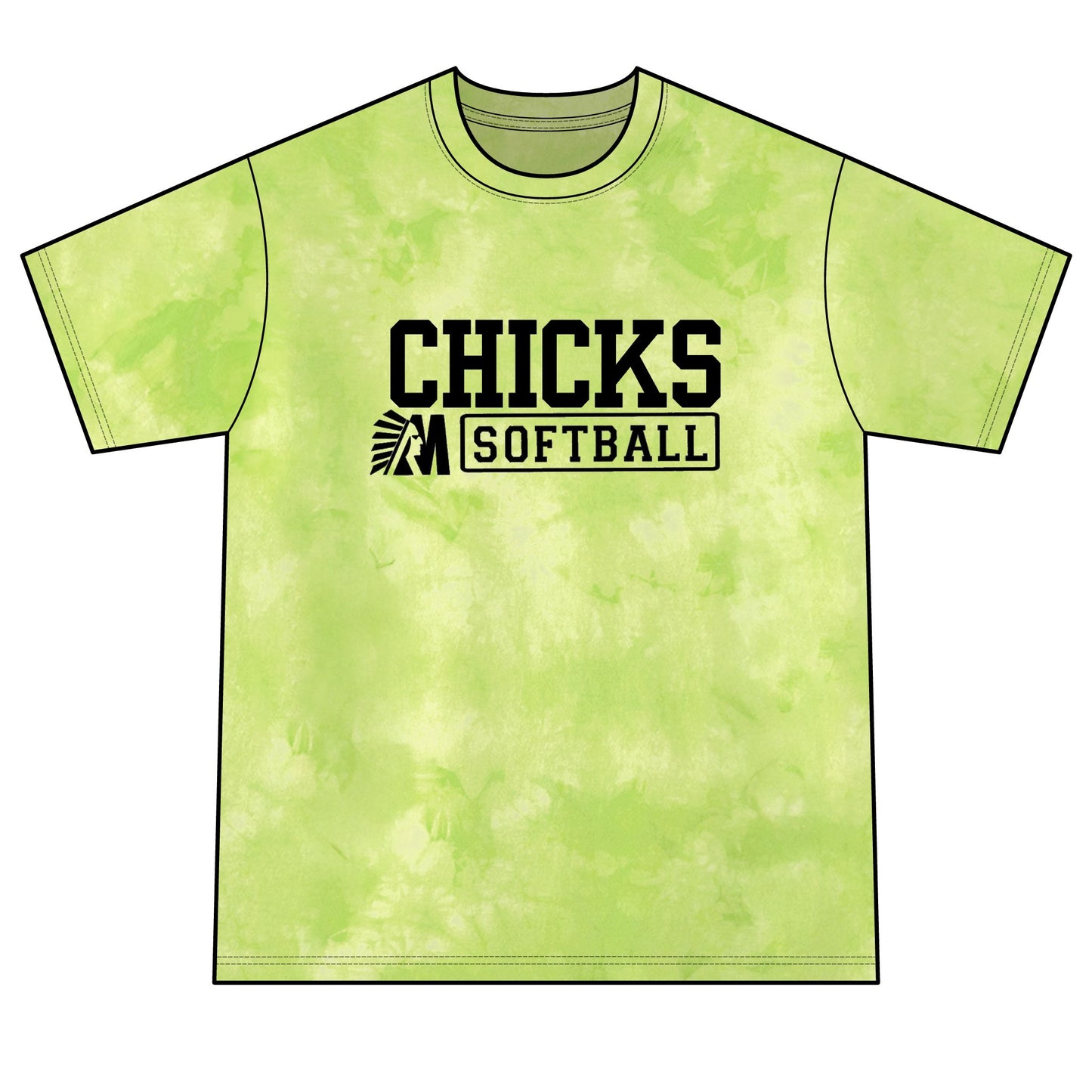 Softball Chicks Tie-Dye T-Shirt — Lime Crystal Dye