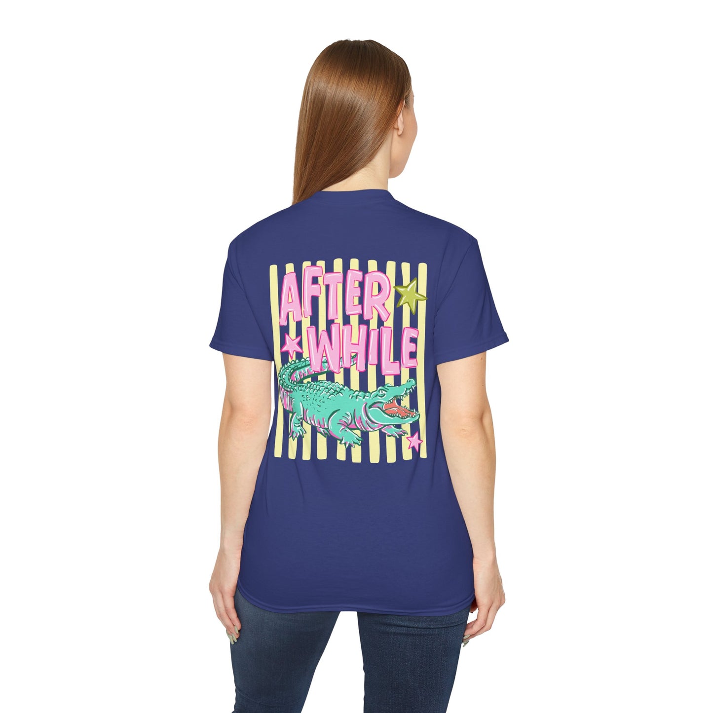 Later Alligator T‑Shirt — Retro Pink & Teal Gator Graphic Tee
