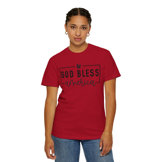 COMFORT COLORS - God Bless America T-Shirt — Patriotic Script Tee