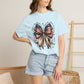 COMFORT COLORS - Patriotic American Flag Bow T-Shirt — "Home of the Brave" Fourth of July Tee