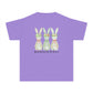 COMFORT COLORS - Easter Floral Bunny Youth Tee — 'Because He Lives'