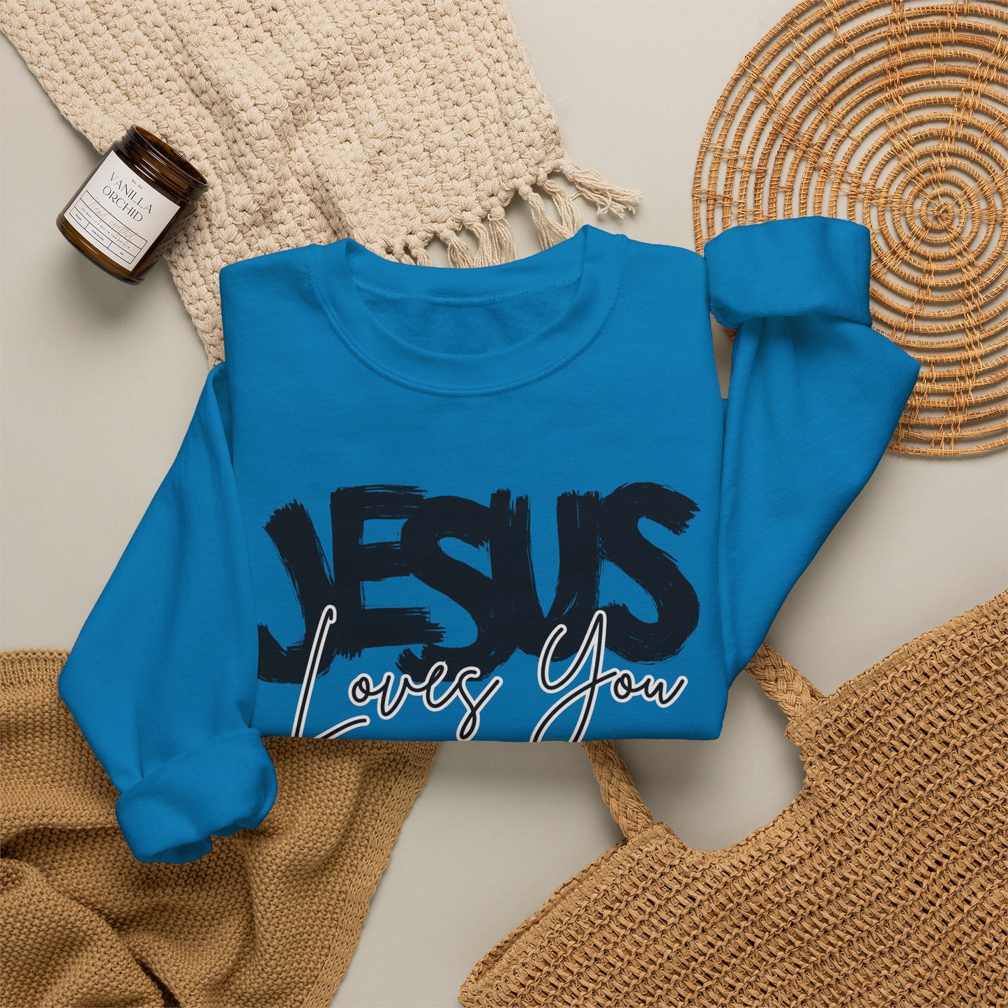 GILDAN - JESUS LOVES YOU NEUTRAL ADULT SWEATSHIRT