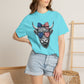 COMFORT COLORS - Patriotic Highland Cow T-Shirt — American Flag Heart Sunglasses