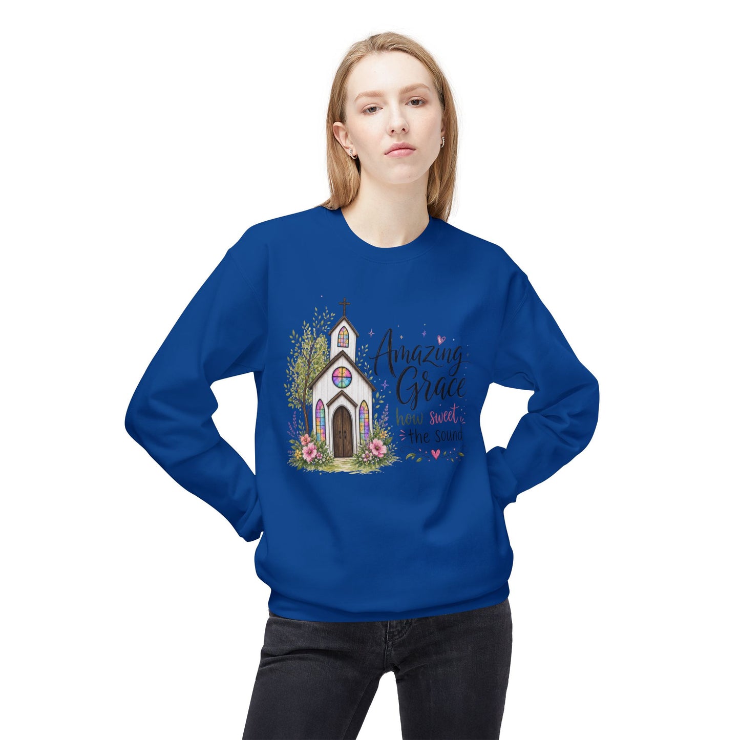 GILDAN - Amazing Grace Church Sweatshirt — "How Sweet the Sound" Christian Crewneck
