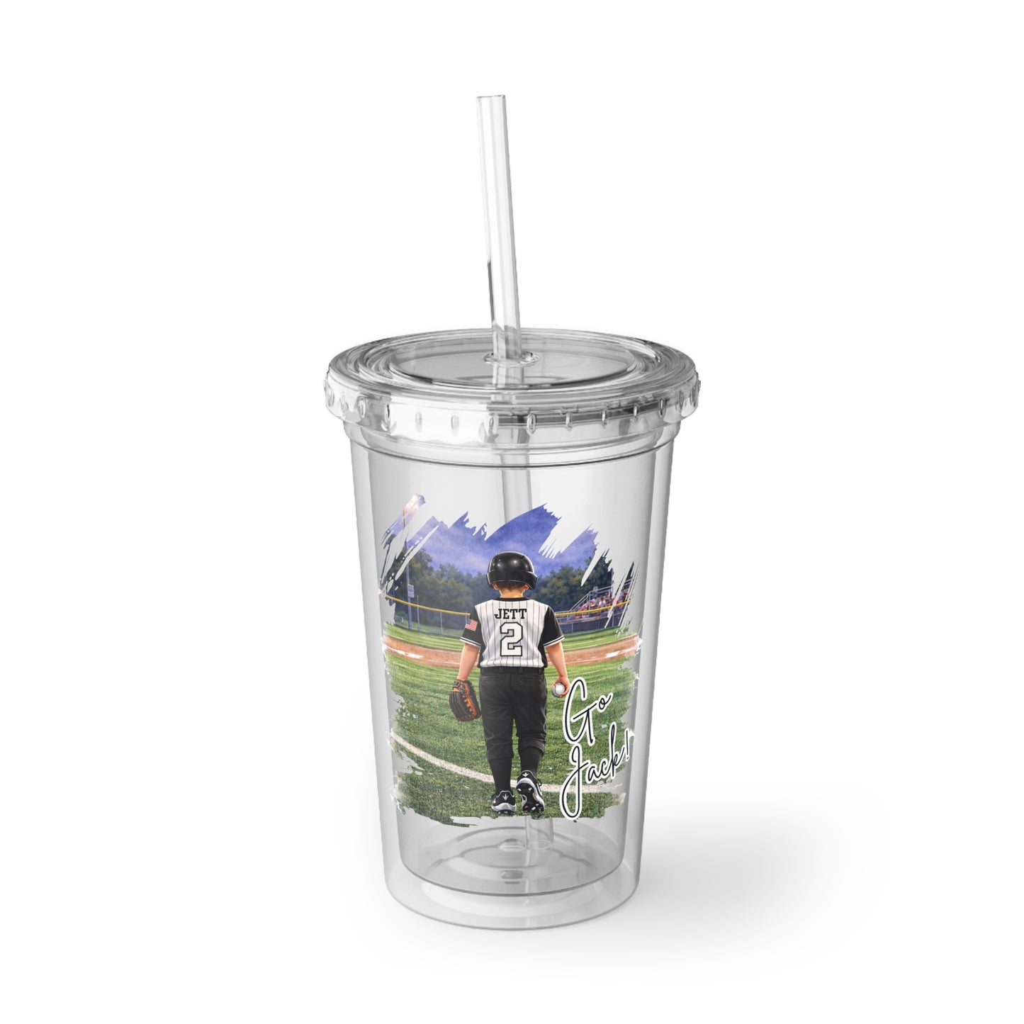 *** NEED TO PERSONALIZE THIS ? DO NOT ORDER THIS PRODUCT - EMAIL ME @REFININGFAITHCOMPANY.COM - Acrylic Tumbler — Custom Youth Baseball Player Design (Add Name & Number)