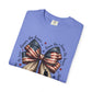 COMFORT COLORS - Patriotic American Flag Bow T-Shirt — "Home of the Brave" Fourth of July Tee