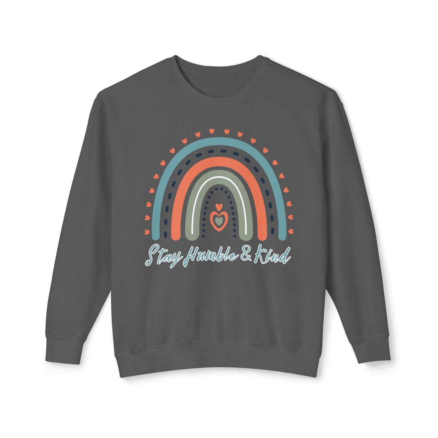 COMFORT COLORS -  Crewneck Sweatshirt - 'Stay Humble & Kind' Pastel Rainbow
