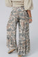 Multicolour Camo Print Wide Leg Casual Pants