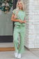 Canton Cuffed Short Sleeve Tee Raw Seam Patch Pocket Drawstring Pants Set