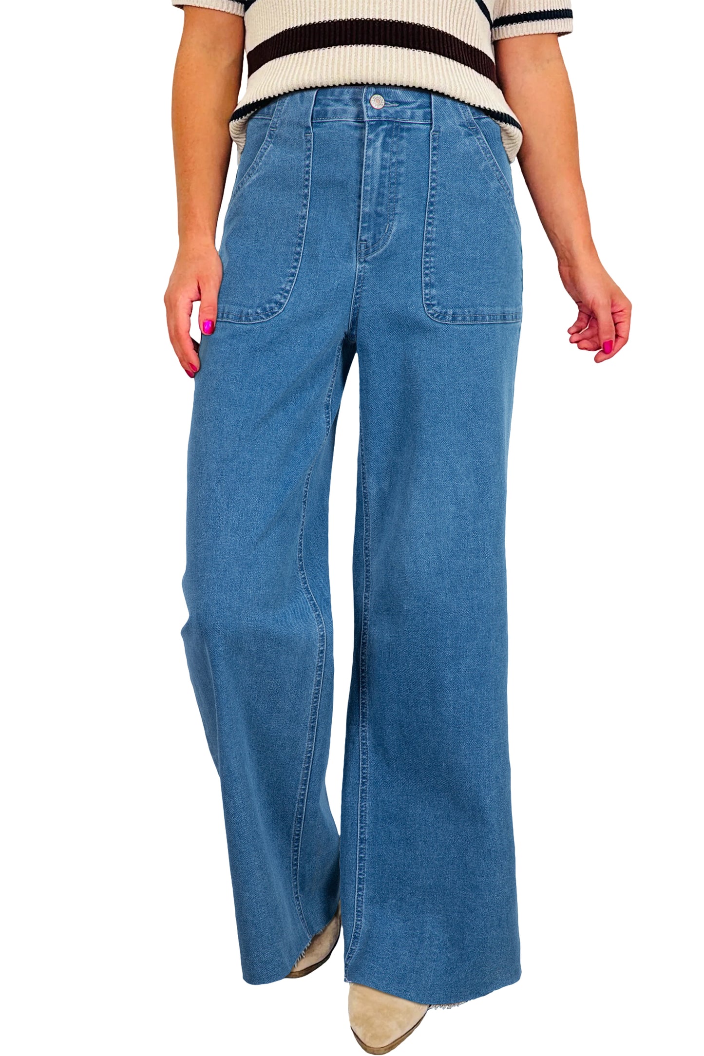 Dark Brown Retro Washed Patch Pocket Loose Jeans