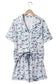 Beige Camouflage Print Lapel Shirt Drawstring 2pcs Short Pajama Set