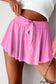 Light Green Drawstring Elastic Waistband Lined Tennis Skorts