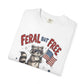Feral But Free Since 1776 T-Shirt — Cute Raccoon American Flag Patriotic Tee