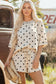 Sky Blue Exposed Seam Detail Polka Dot Loose Tee Drawstring Shorts Set