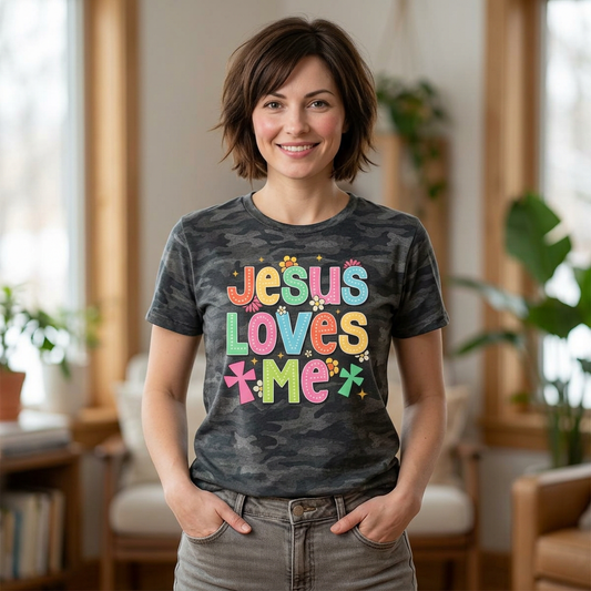 Jesus Loves Me T-Shirt — Colorful Christian Faith Tee