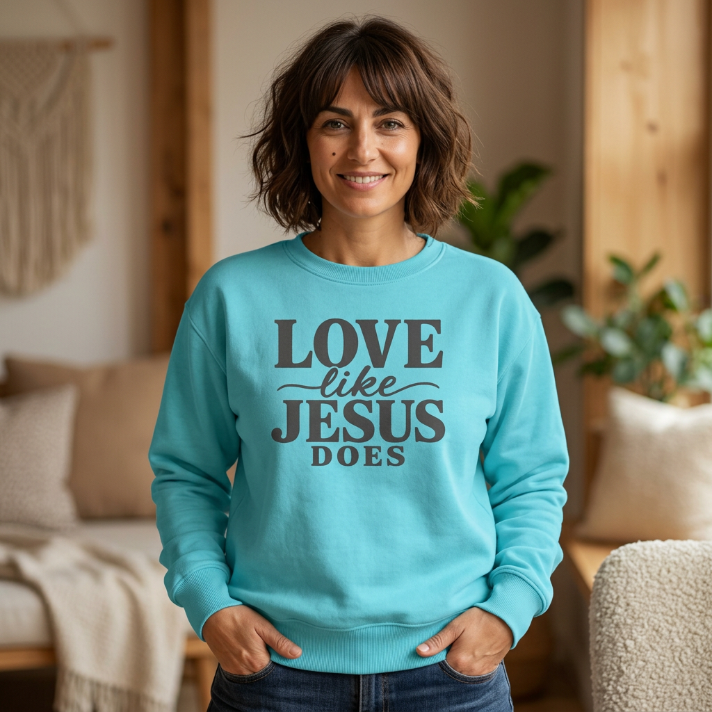 COMFORT COLORS - Love Like Jesus Does Sweatshirt — Inspirational Christian Crewneck