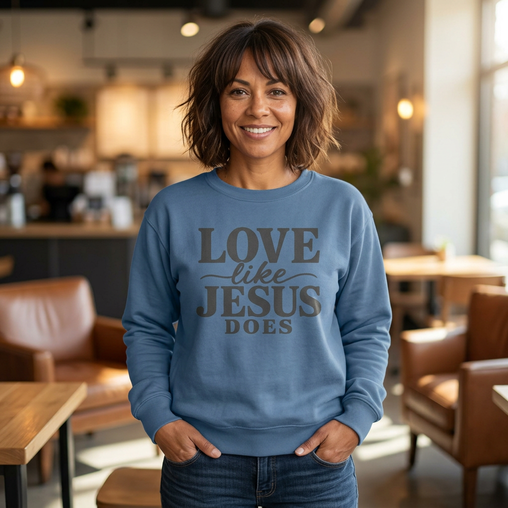 COMFORT COLORS - Love Like Jesus Does Sweatshirt — Inspirational Christian Crewneck