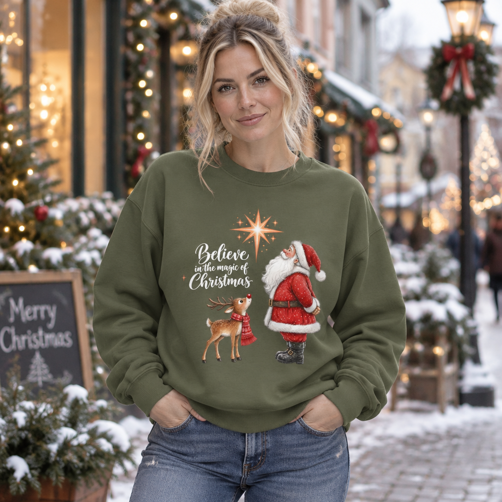 GILDAN - Believe in the Magic of Christmas Santa Crewneck Sweatshirt