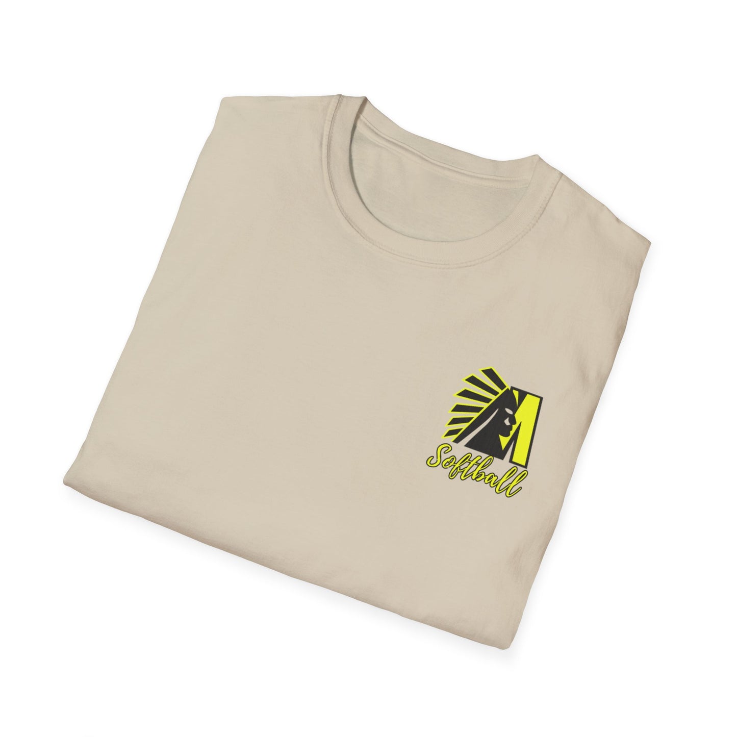 Softball T-Shirt — "No Place Like Home" Yellow Glove & Bat Design