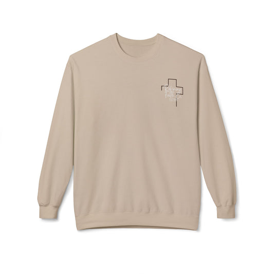 Christian Sweatshirt — Jesus Carrying Cross Crewneck (Faith Over Fear)