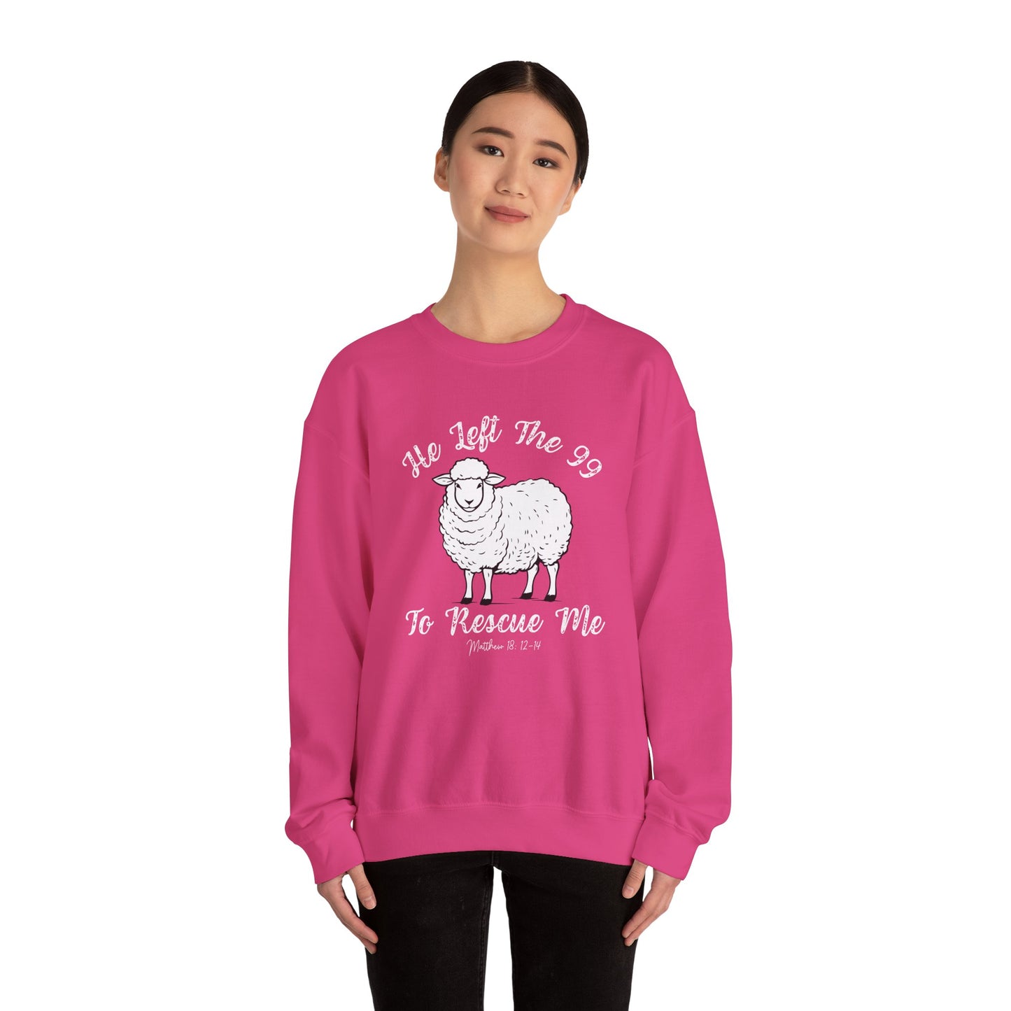 HE LEFT THE 99 WHITE FONT ADULT SWEATSHIRT