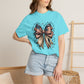 COMFORT COLORS - Patriotic American Flag Bow T-Shirt — "Home of the Brave" Fourth of July Tee