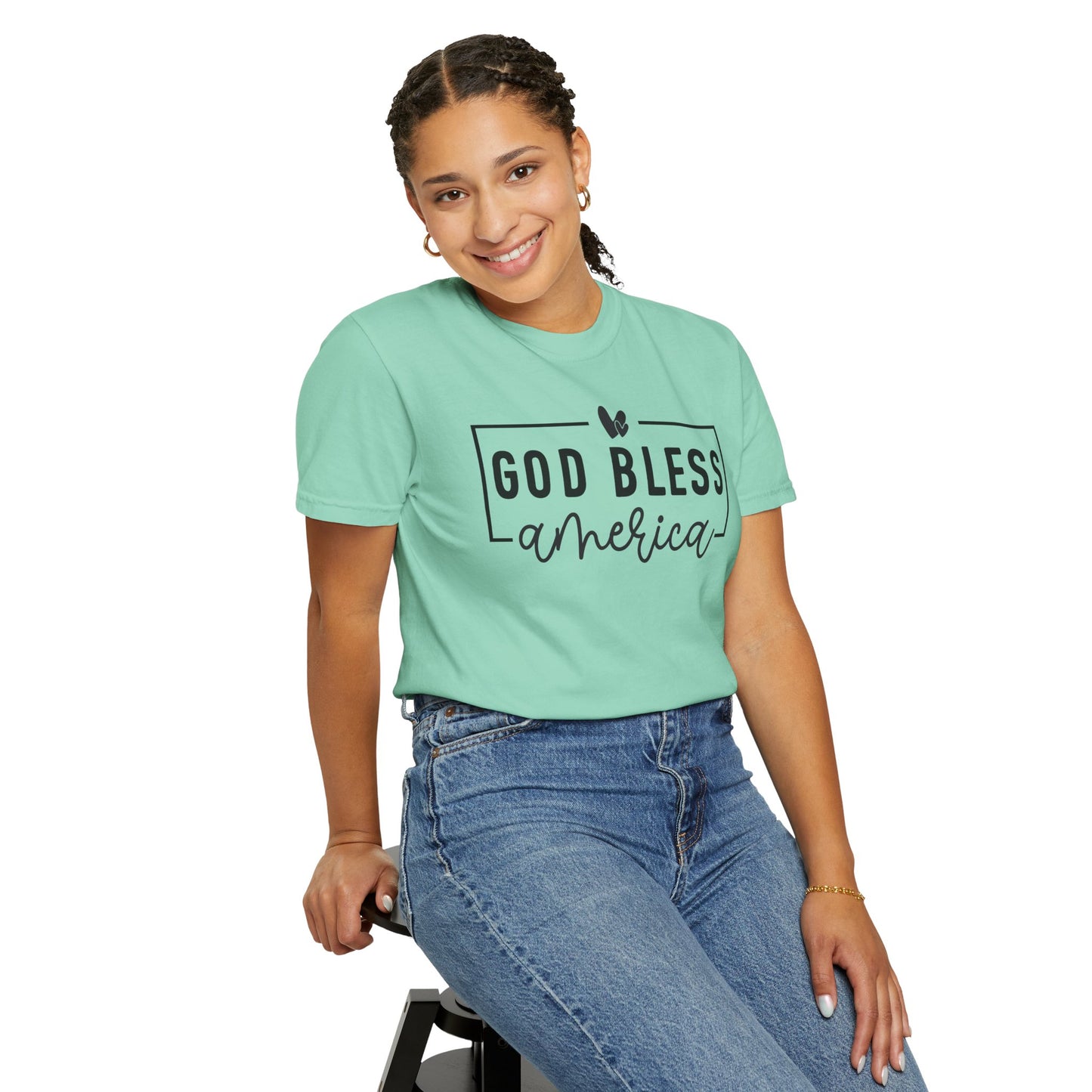 COMFORT COLORS - God Bless America T-Shirt — Patriotic Script Tee
