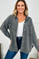 Medium Grey Mineral Wash Chest Pockets Drop Shoulder Shacket with Side Slit