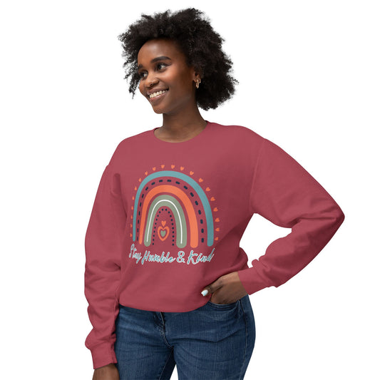 COMFORT COLORS -  Crewneck Sweatshirt - 'Stay Humble & Kind' Pastel Rainbow