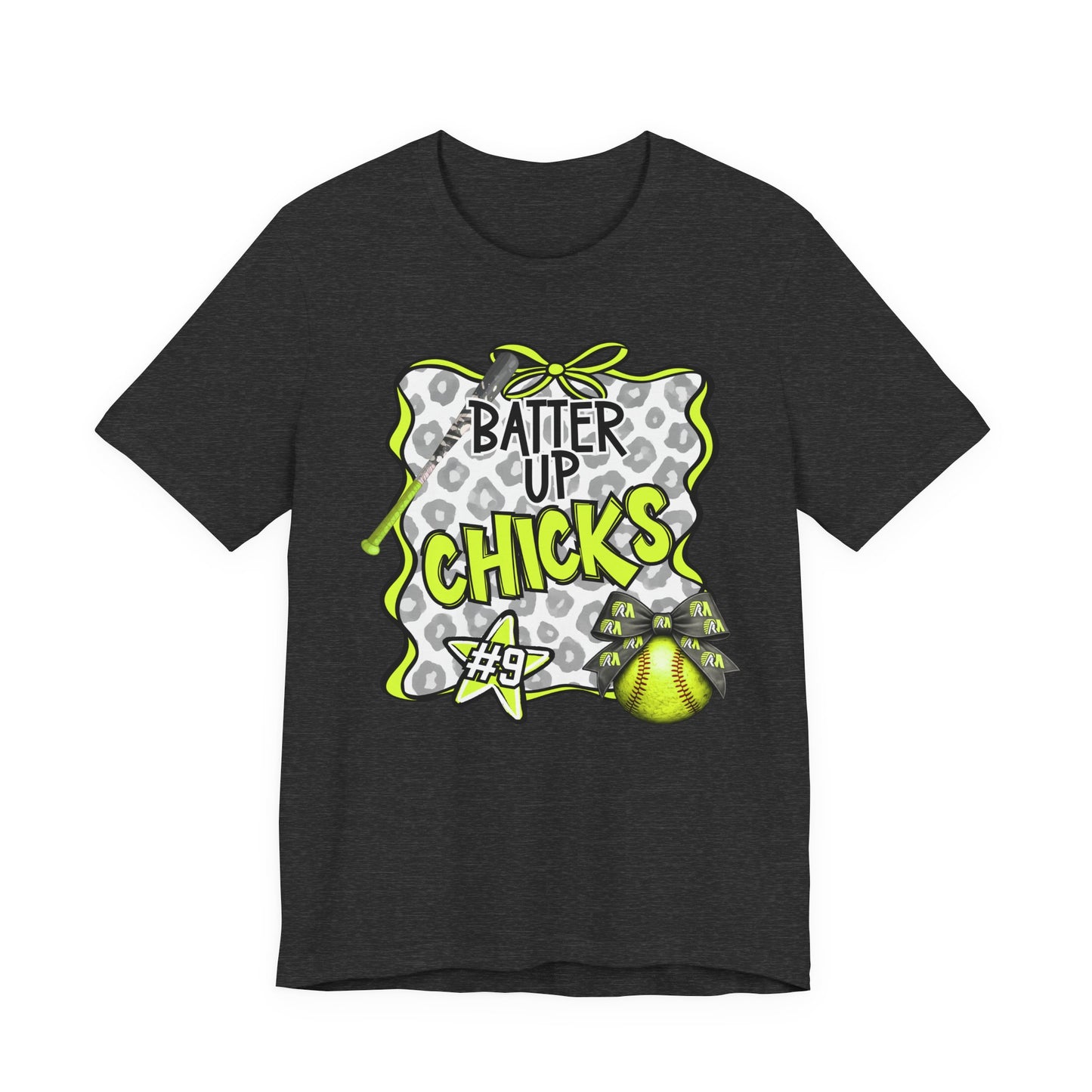 ***NEED TO PERSONALIZE THIS ? DO NOT ORDER THIS SHIRT - CONTACT ME @REFININGFAITHCOMPANY@GMAIL.COM TO PERSONALIZE THIS ***  - Batter Up Chicks Softball T-Shirt — "Batter Up Chicks #9" Neon Green Team...