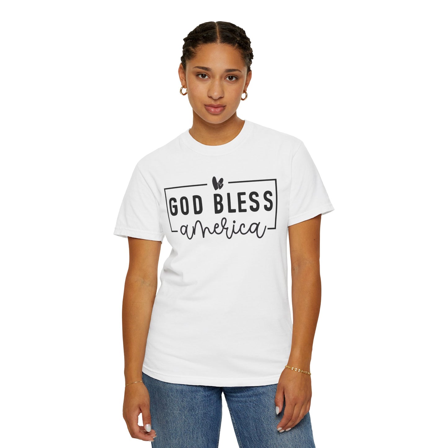 COMFORT COLORS - God Bless America T-Shirt — Patriotic Script Tee