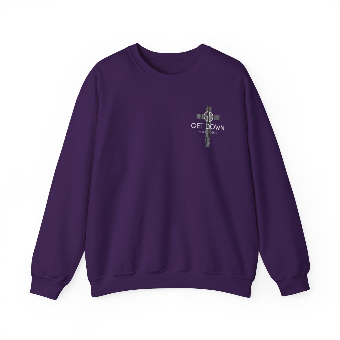 GILDAN - GET DOWN IN THE GOSPEL ADULT SWEATSHIRT GRAY CAMO CROSS