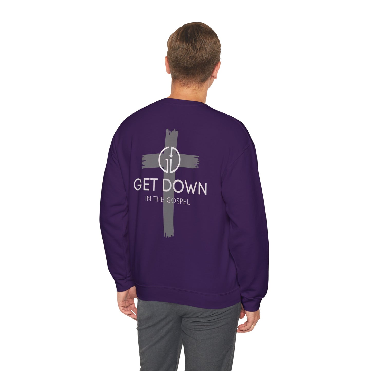GET DOWN IN THE GOSPEL GRAY CROSS WHITE FONT