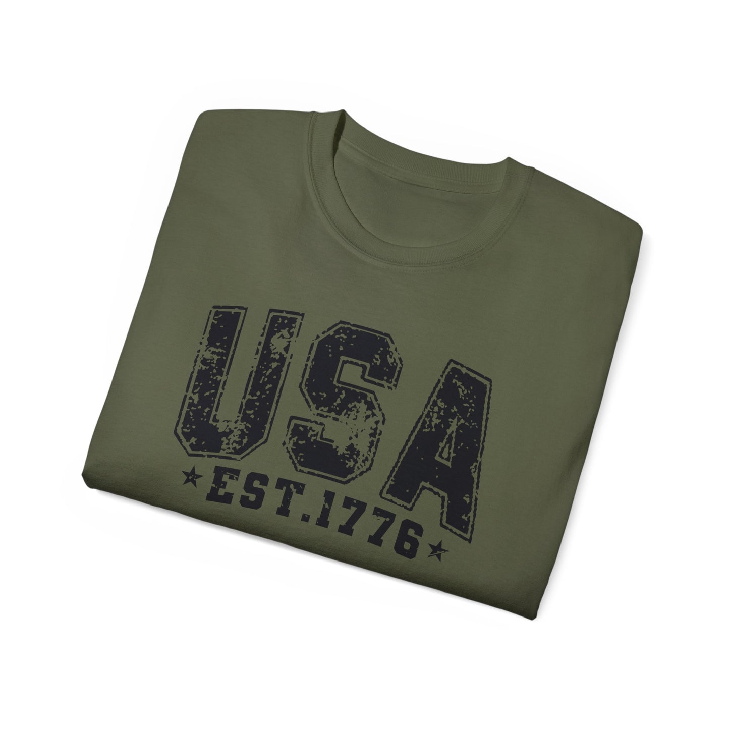 GILDAN - USA EST.1776 T-Shirt — Vintage Patriotic American Tee for 4th of July